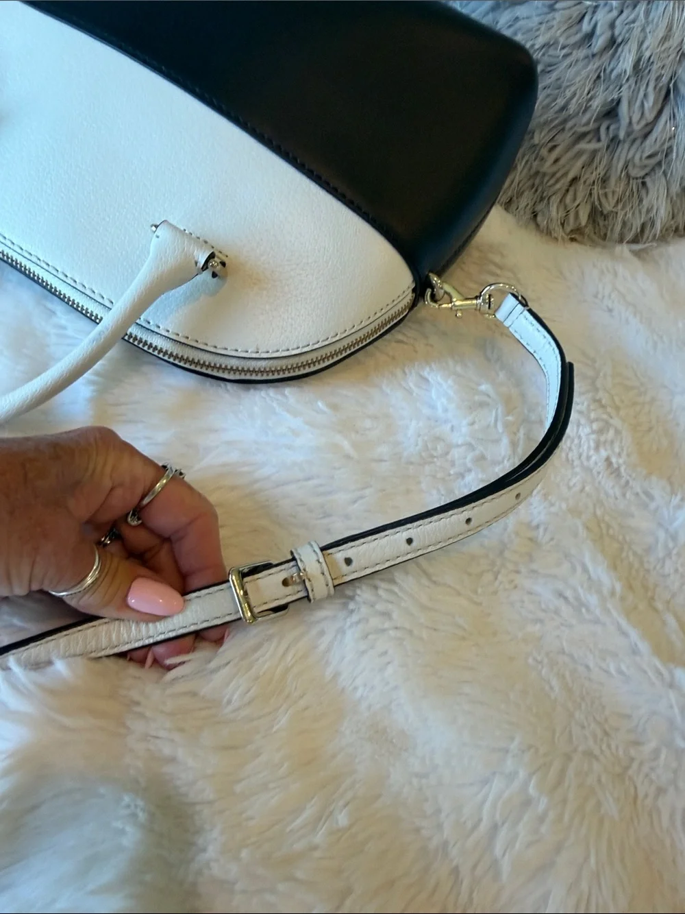 kate spade Carli Two-Tone Dome Satchel - White & Black